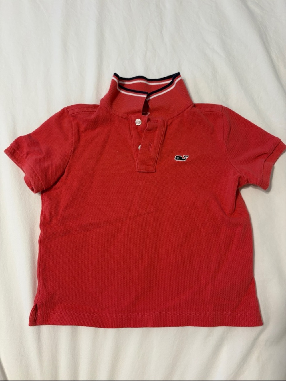 Vineyard Vines Red Kids Polo with Striped Collar